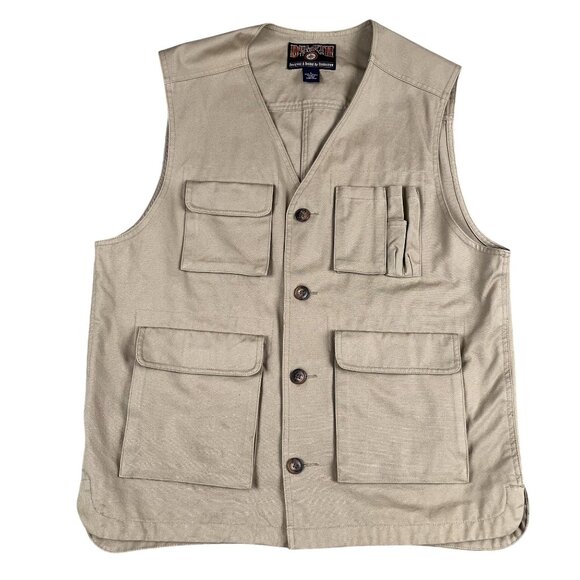 Duluth Trading Co Mens Khaki Outdoor Button Up Fishing Vest Sz Large - Picture 1 of 5
